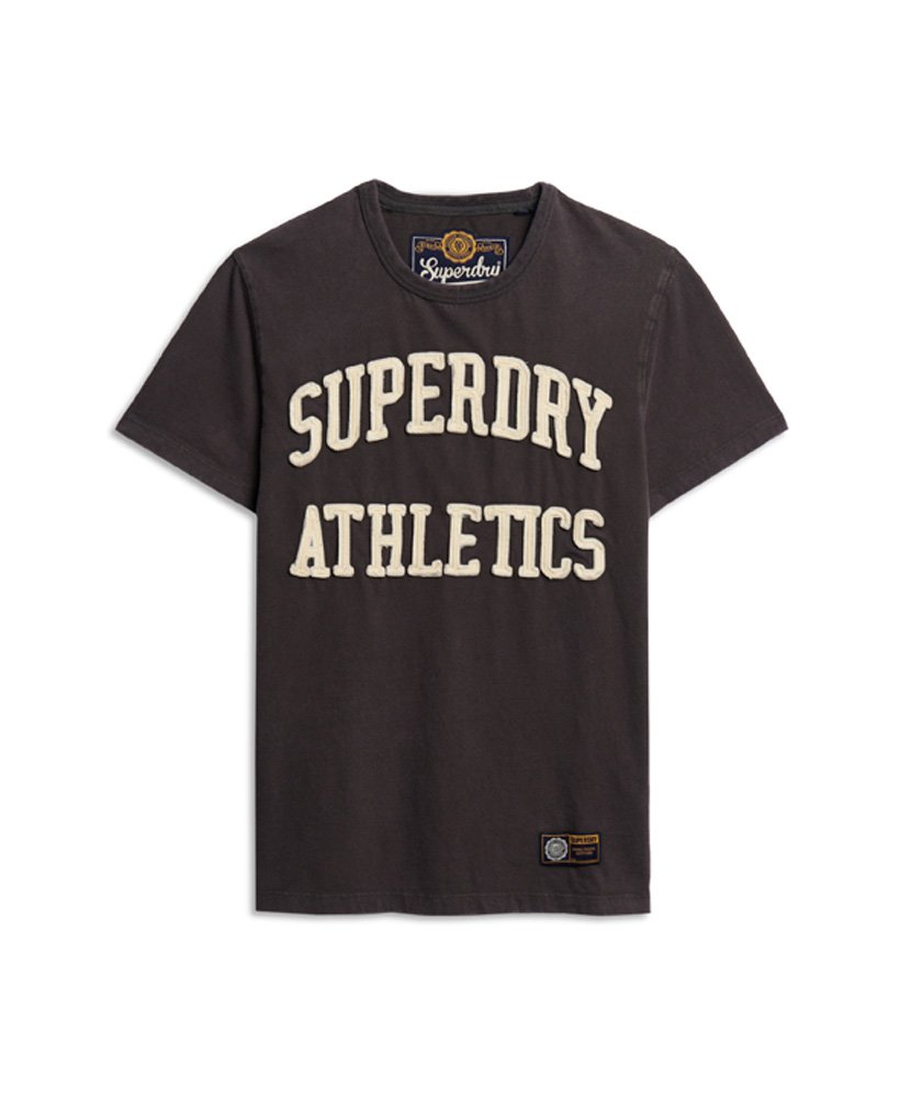 vintage sportief t-shirt met korte mouwen in donkergrijsgroen