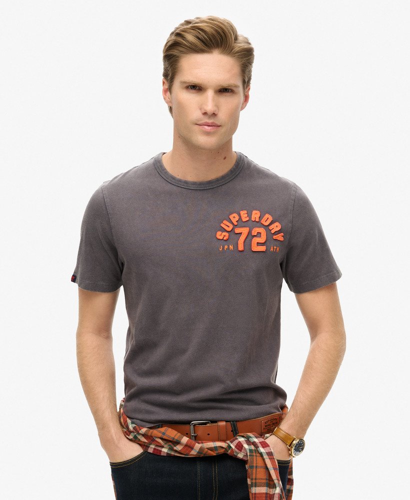 vintage sportief t-shirt met korte mouwen in grafietzwart.