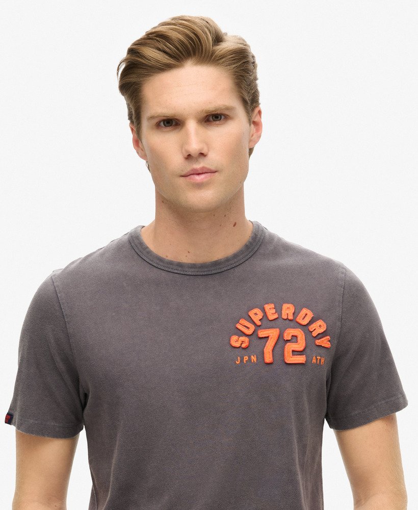 vintage sportief t-shirt met korte mouwen in grafietzwart.