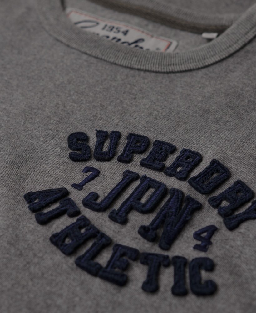 vintage sportief t-shirt met korte mouwen in middengrijs gemêleerd.