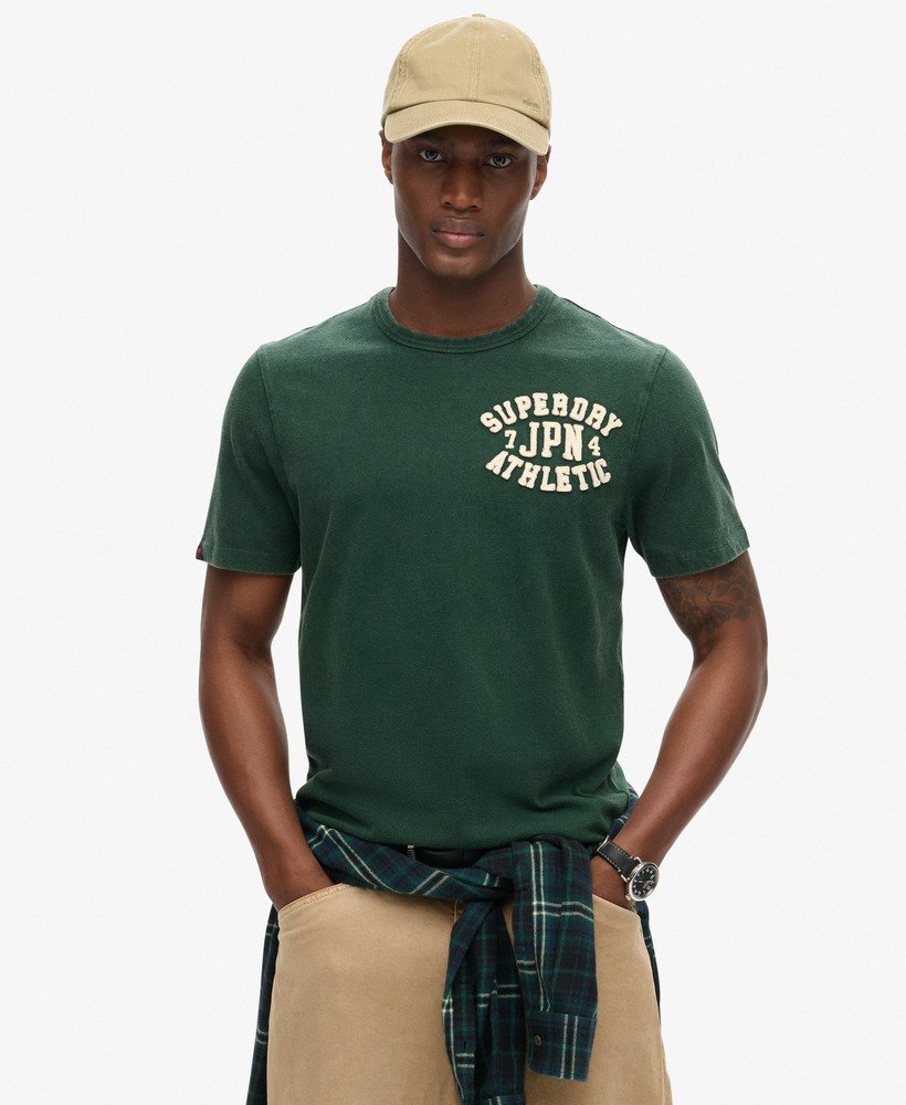 vintage sportief t-shirt met korte mouwen in emaillegroen.