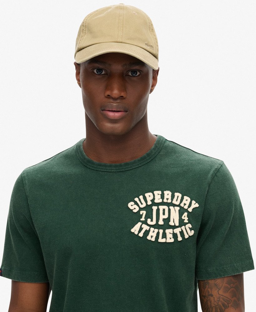 vintage sportief t-shirt met korte mouwen in emaillegroen.
