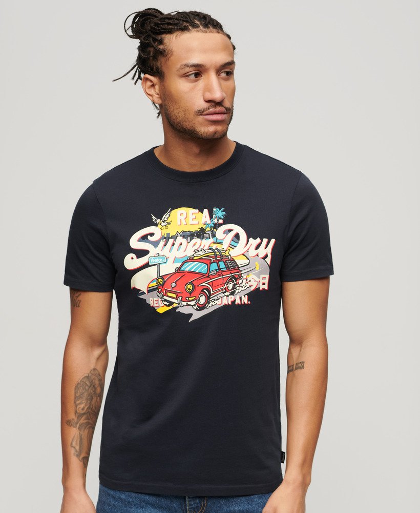 la vintage logo graphic t-shirt in eclipse navy