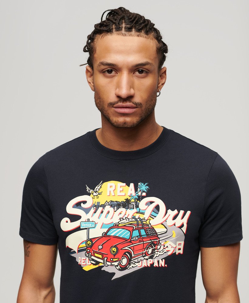 la vintage logo graphic t-shirt in eclipse navy
