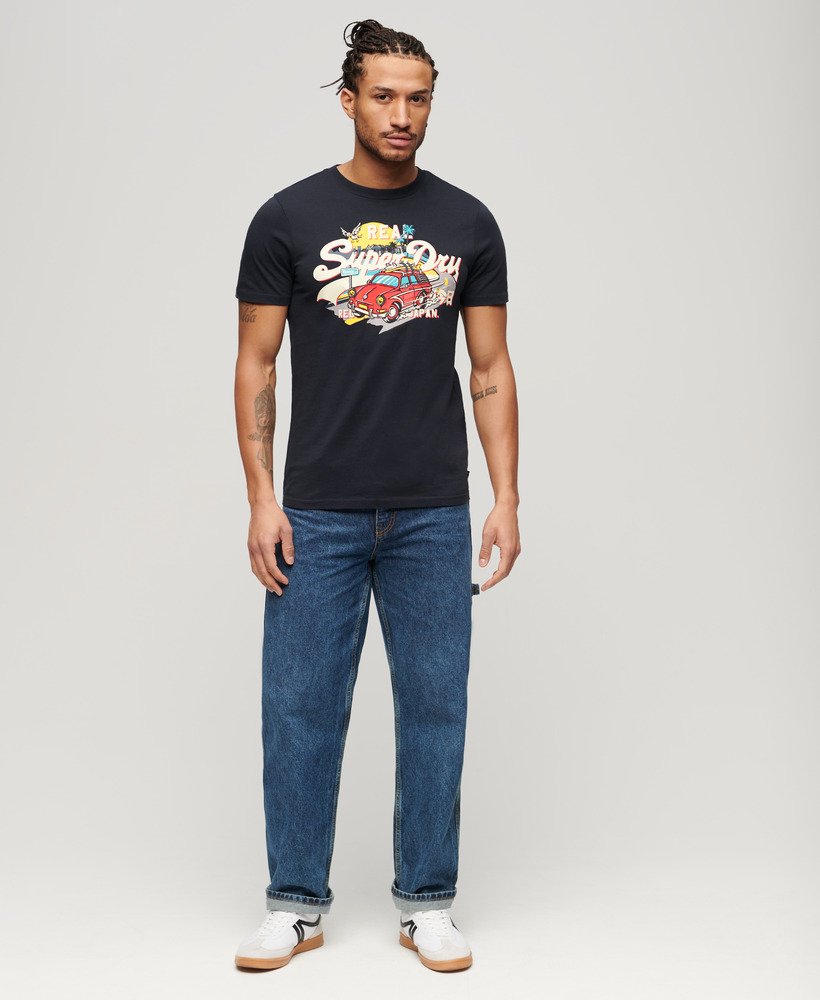 la vintage logo graphic t-shirt in eclipse navy