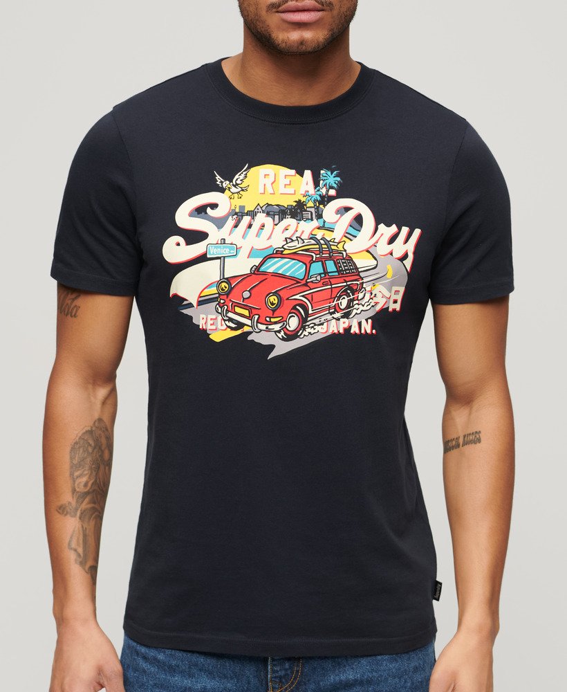 la vintage logo graphic t-shirt in eclipse navy