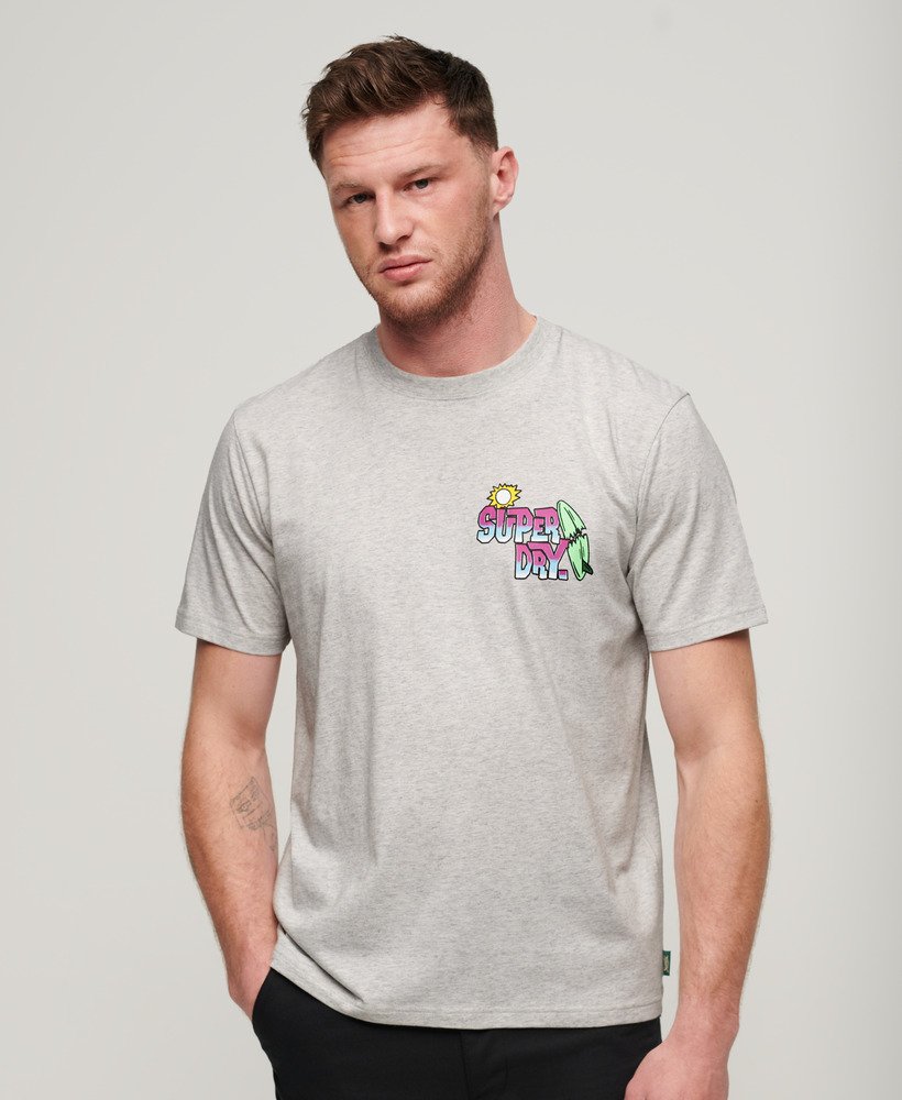 neon travel chest loose t-shirt in glacier grey marl