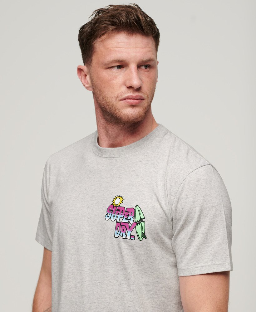 neon travel chest loose t-shirt in glacier grey marl