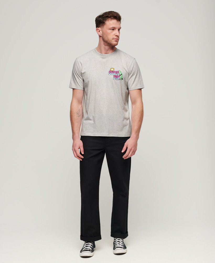 neon travel chest loose t-shirt in glacier grey marl