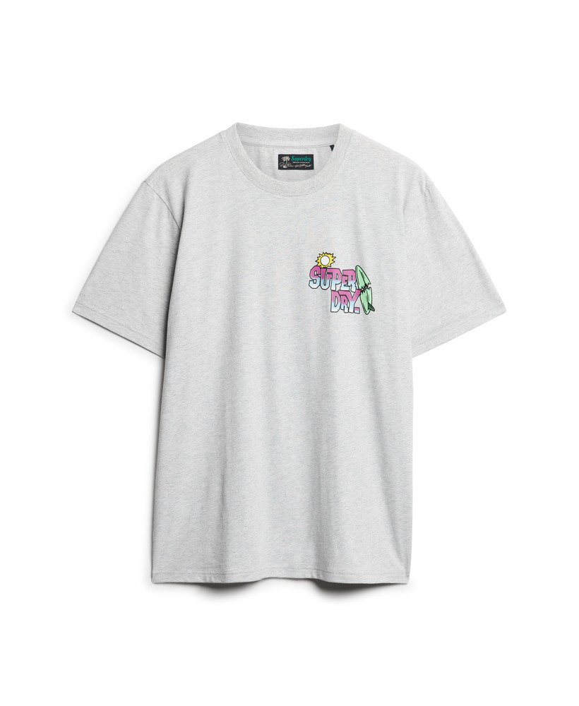 neon travel chest loose t-shirt in glacier grey marl