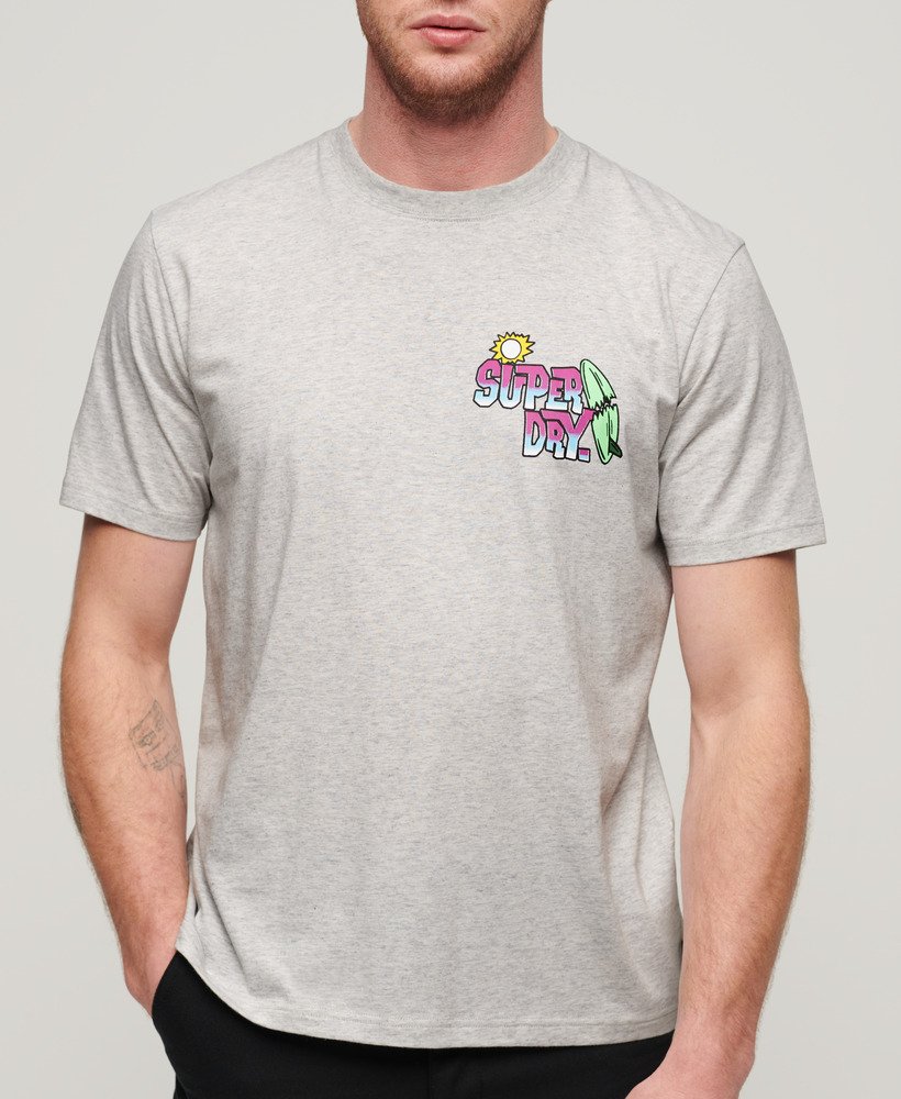 neon travel chest loose t-shirt in glacier grey marl