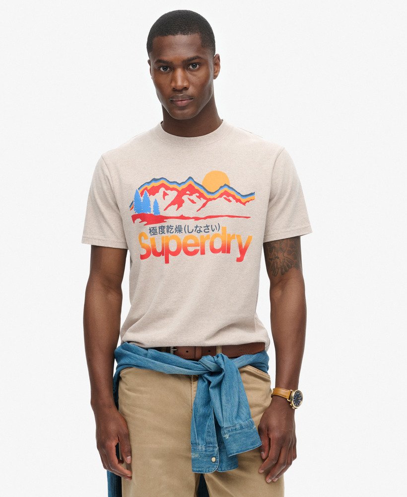 t-shirt met grafische print van great outdoors in lavin beige marl.