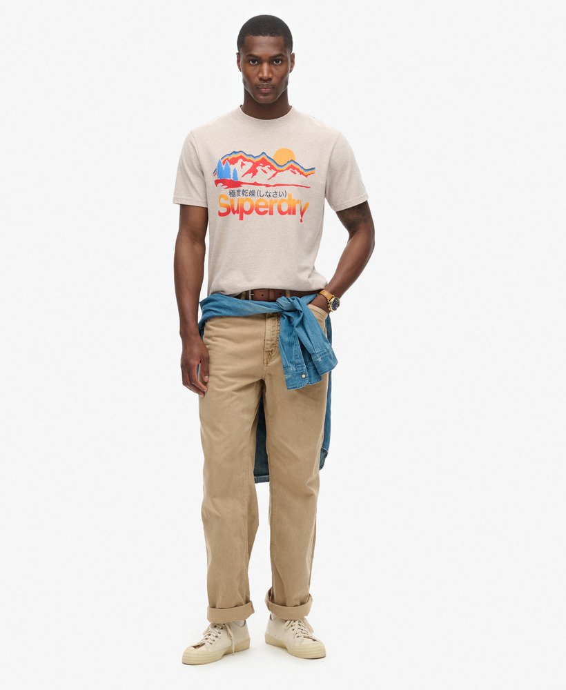 t-shirt met grafische print van great outdoors in lavin beige marl.