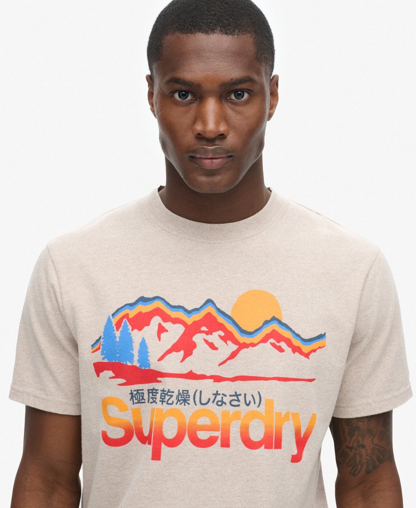 t-shirt met grafische print van great outdoors in lavin beige marl.