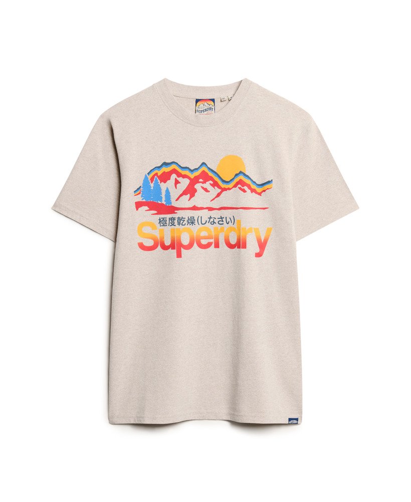 t-shirt met grafische print van great outdoors in lavin beige marl.