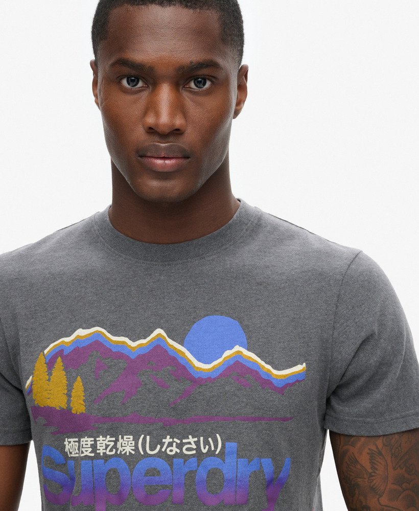 grafisch t-shirt met buitenprint in granietgrijs gemêleerd.