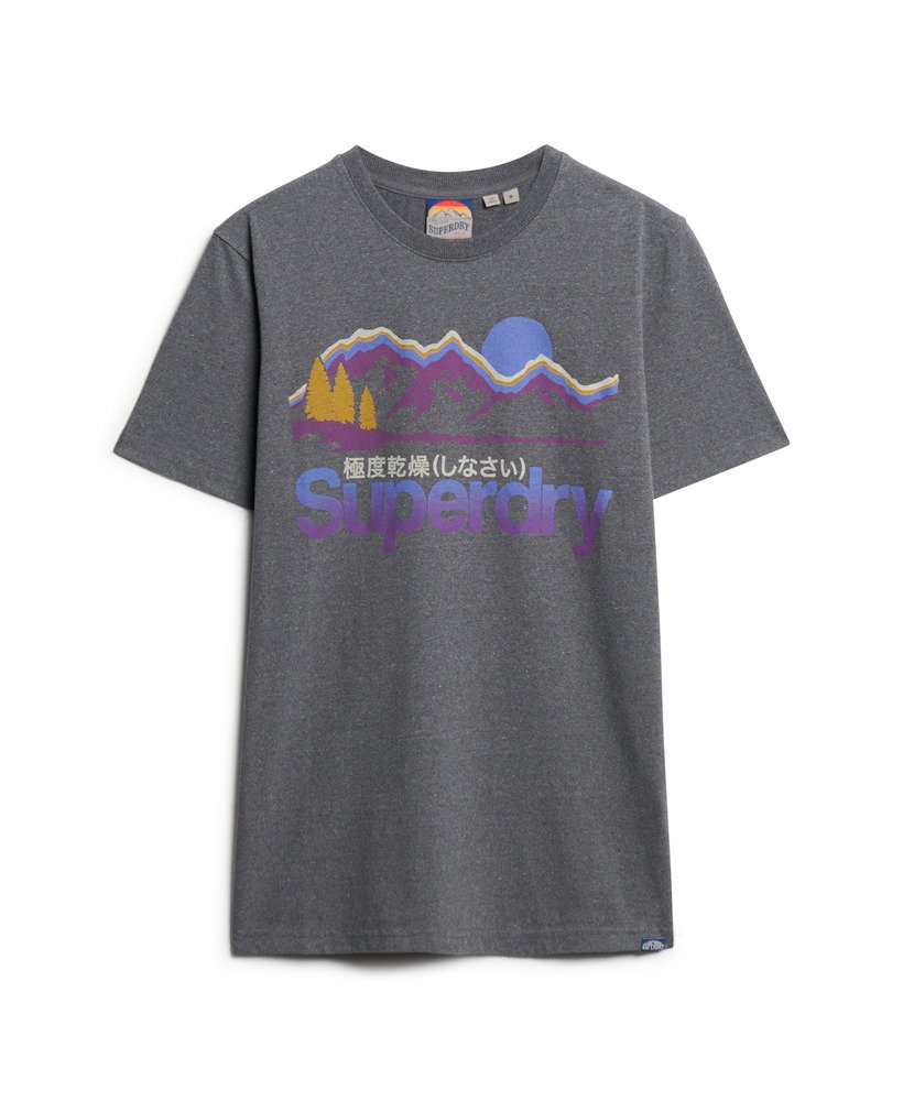 grafisch t-shirt met buitenprint in granietgrijs gemêleerd.