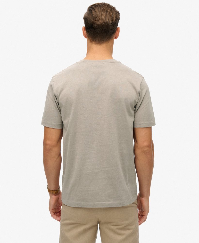 micro logo graphic loose t-shirt in deep beige slub