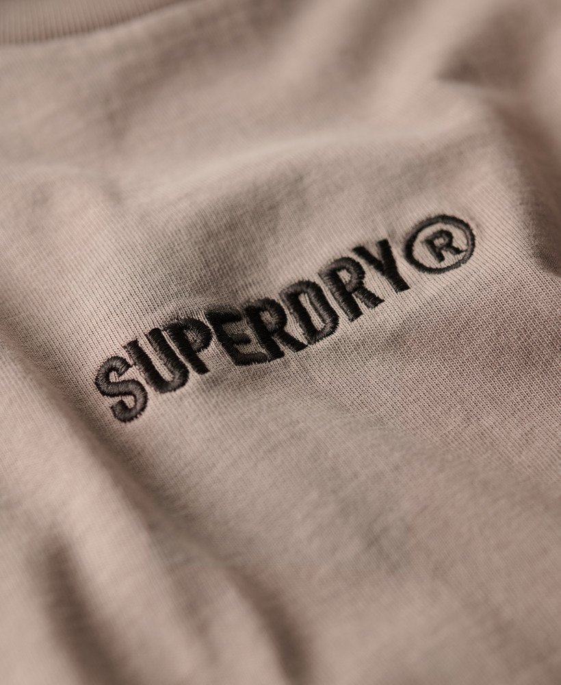 micro logo graphic loose t-shirt in deep beige slub