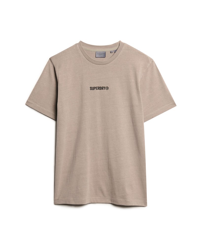 micro logo graphic loose t-shirt in deep beige slub
