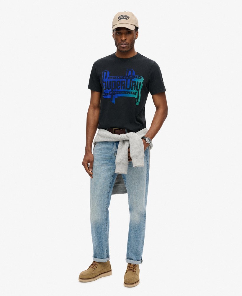 t-shirt met fluweelachtige vervagingsprint in nero black marl.