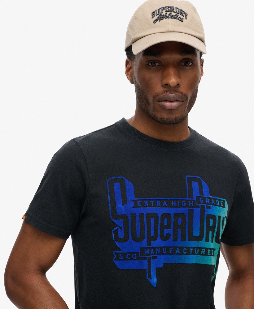 t-shirt met fluweelachtige vervagingsprint in nero black marl.