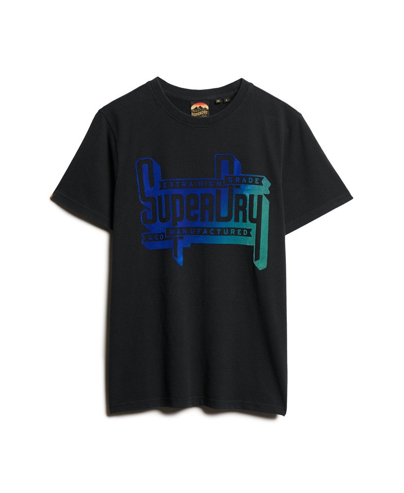 t-shirt met fluweelachtige vervagingsprint in nero black marl.