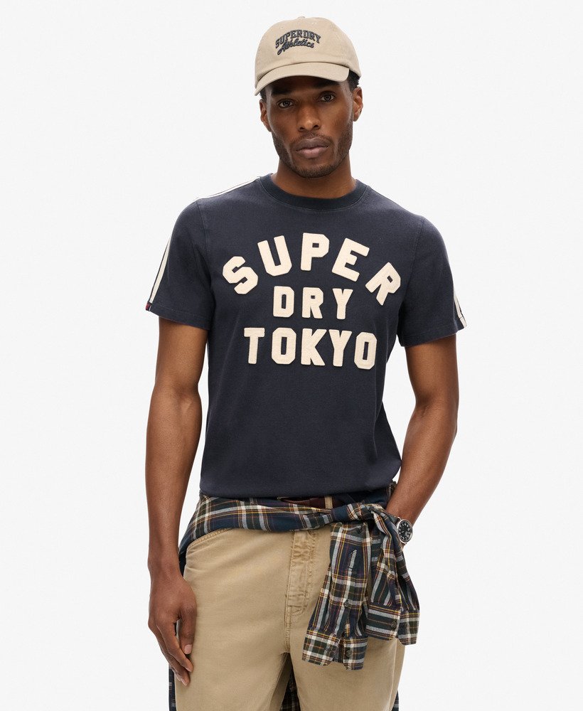 vintage sportief gestreept t-shirt in eclipse navy