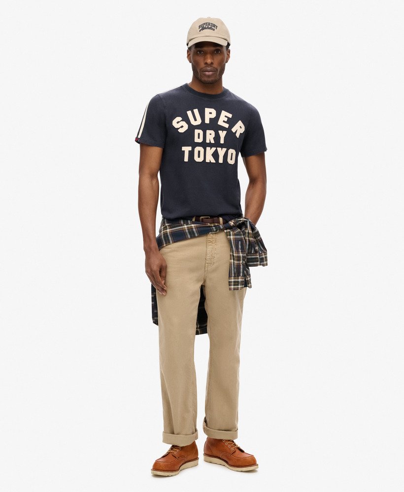 vintage sportief gestreept t-shirt in eclipse navy