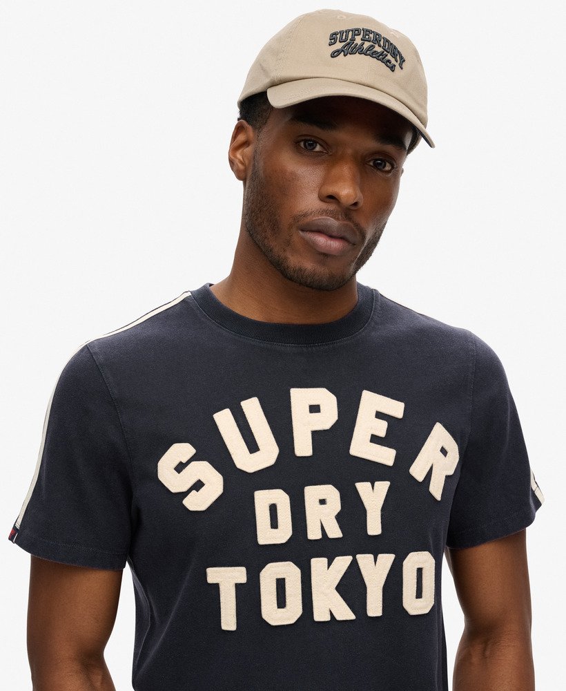 vintage sportief gestreept t-shirt in eclipse navy