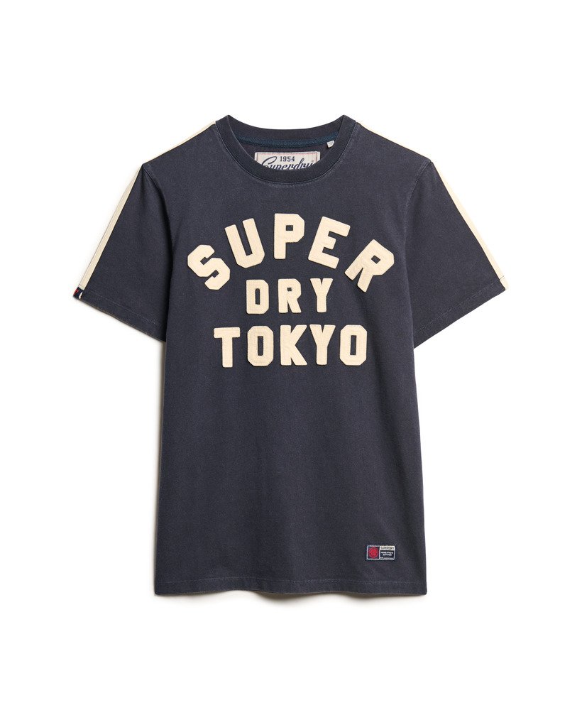 vintage sportief gestreept t-shirt in eclipse navy