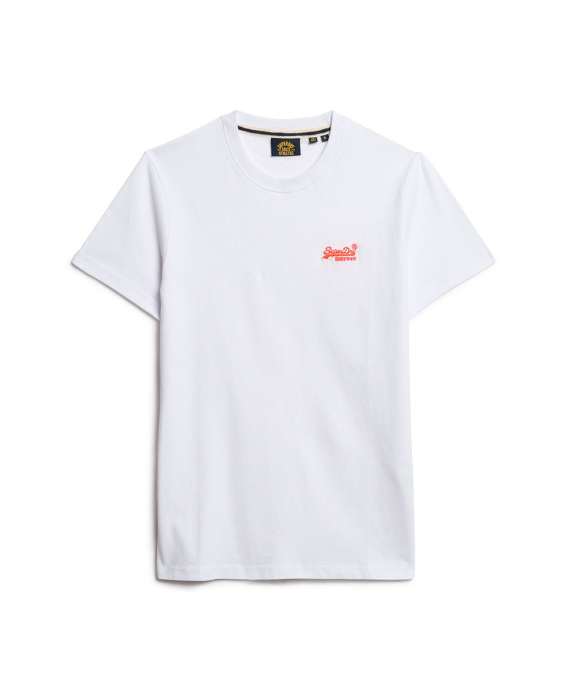 t-shirt met essential-logo van biologisch katoen in optischgevaarsoranje.