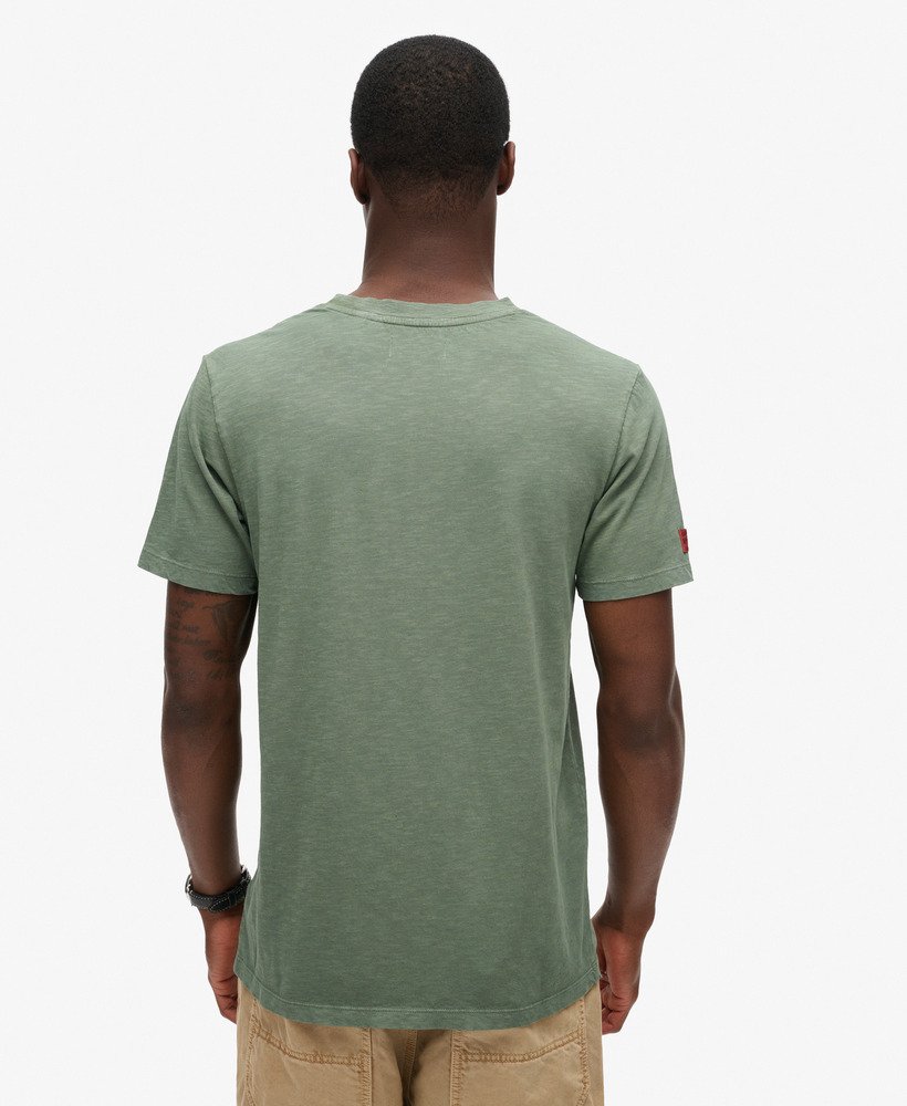 werkshirt met scriptprint in laurel khaki slub