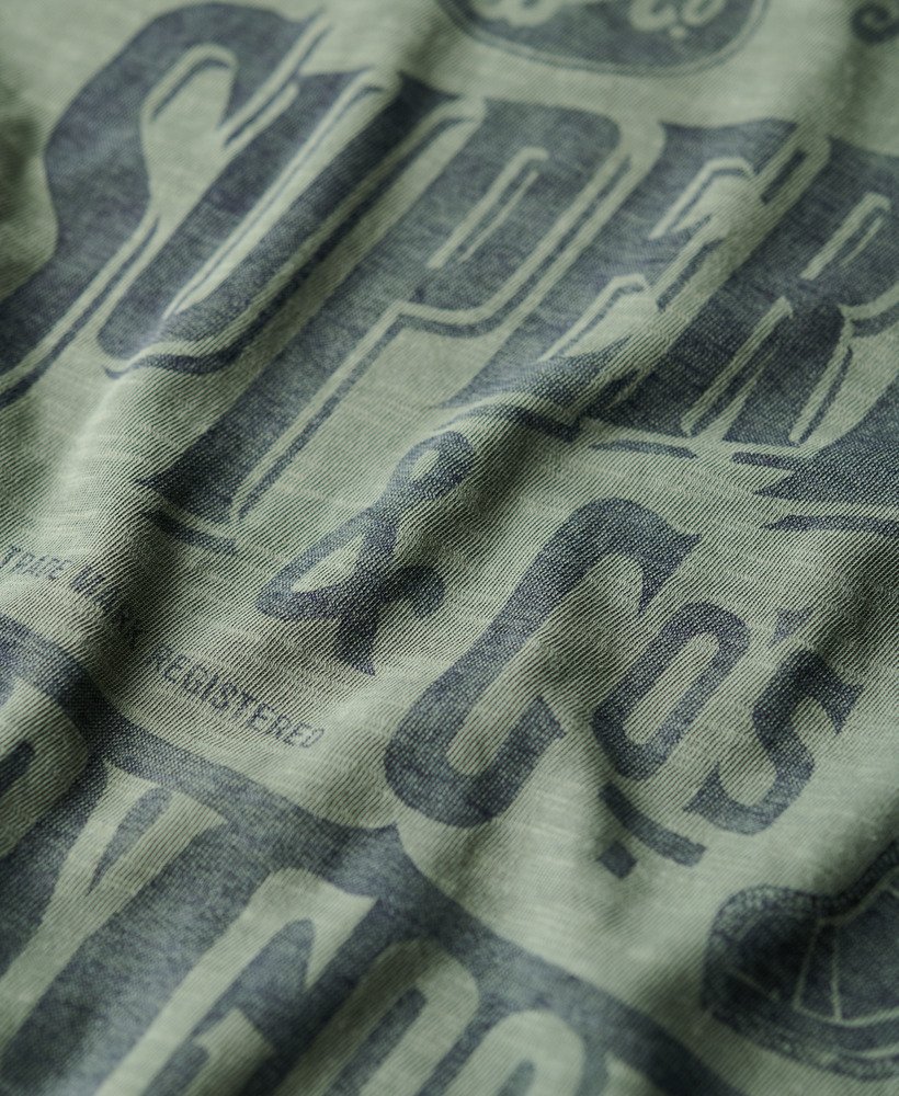werkshirt met scriptprint in laurel khaki slub