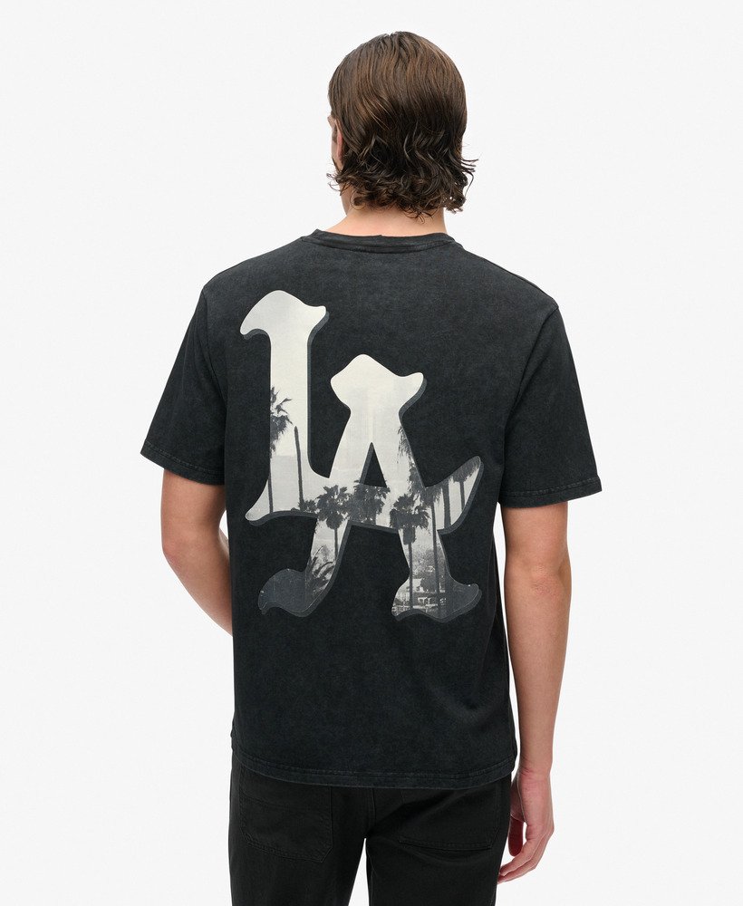 fotografisch skate-t-shirt met losse pasvorm in gewassen zwart