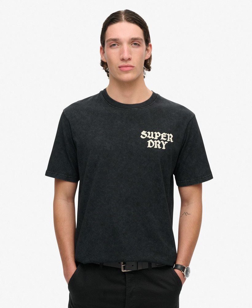 fotografisch skate-t-shirt met losse pasvorm in gewassen zwart