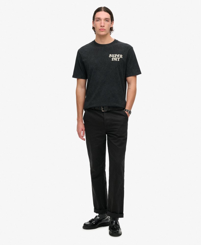 fotografisch skate-t-shirt met losse pasvorm in gewassen zwart