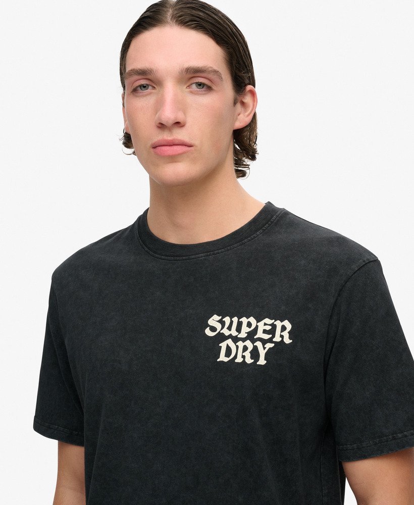 fotografisch skate-t-shirt met losse pasvorm in gewassen zwart