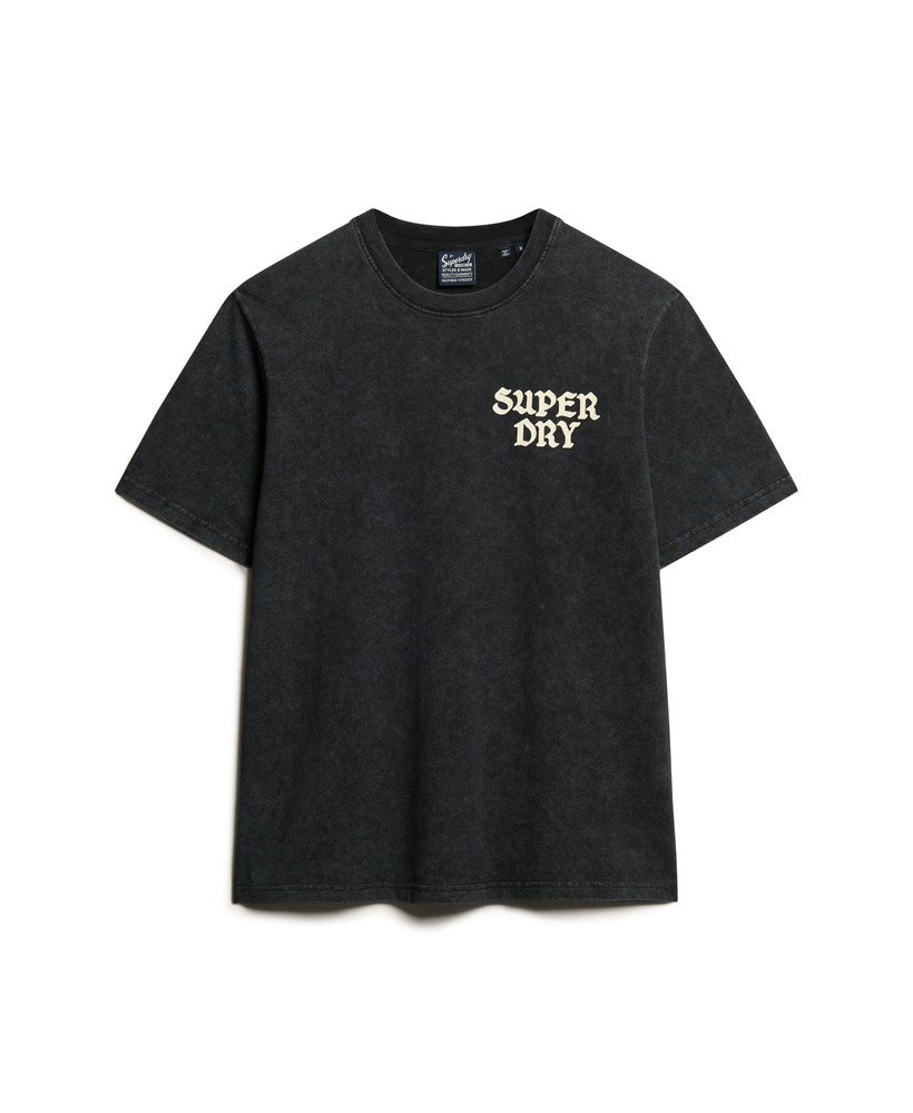fotografisch skate-t-shirt met losse pasvorm in gewassen zwart