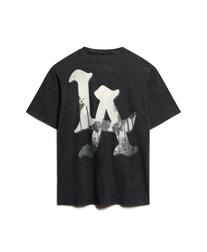 fotografisch skate-t-shirt met losse pasvorm in gewassen zwart
