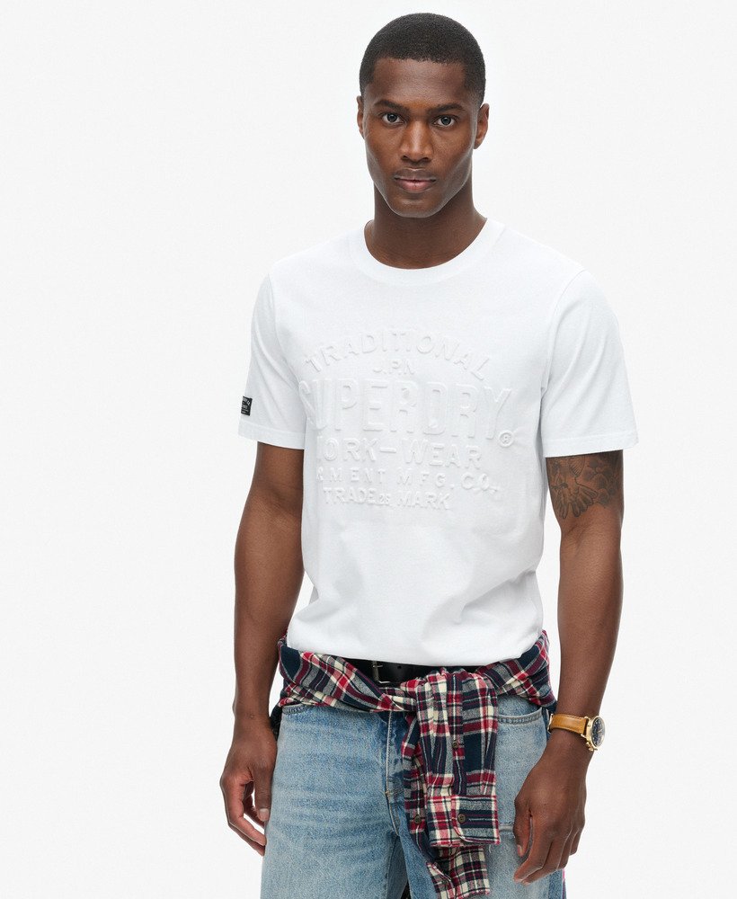 t-shirt met reliëflogo in winterwit
