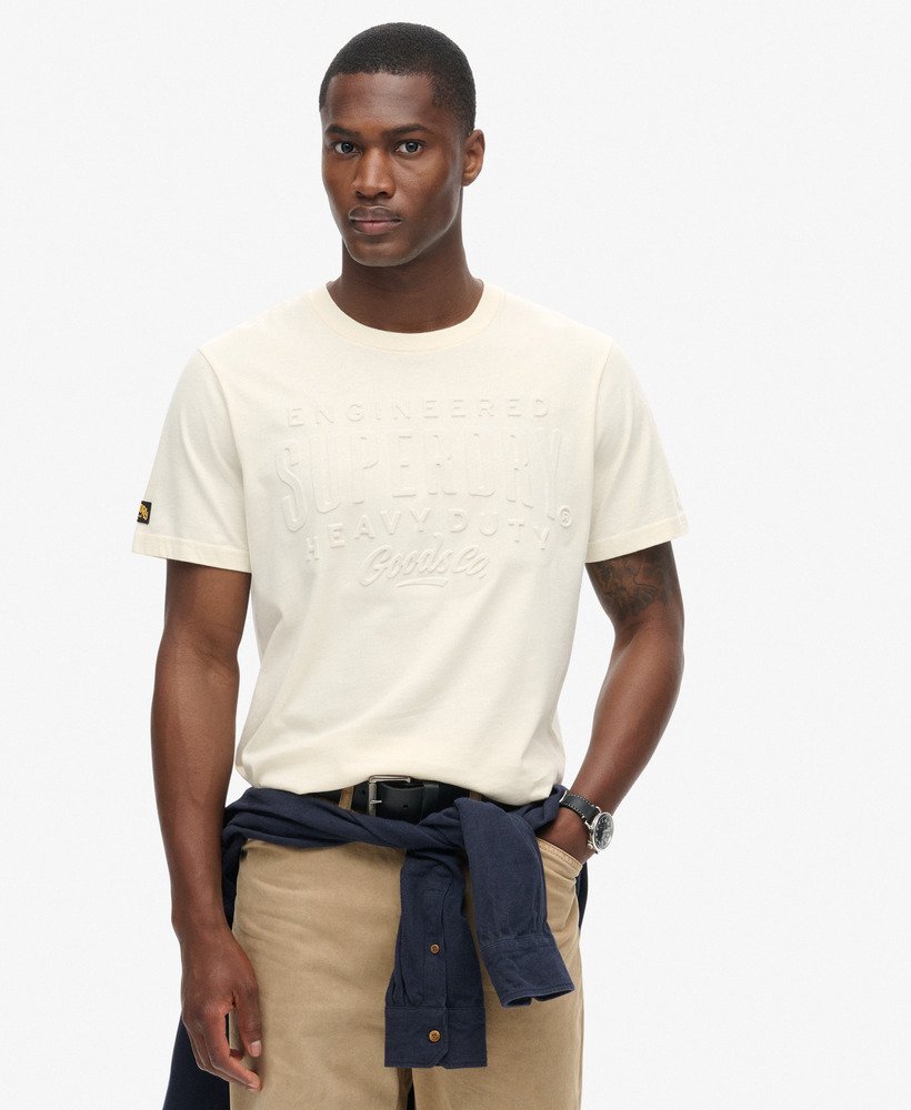 t-shirt met reliëflogo in rijstwit