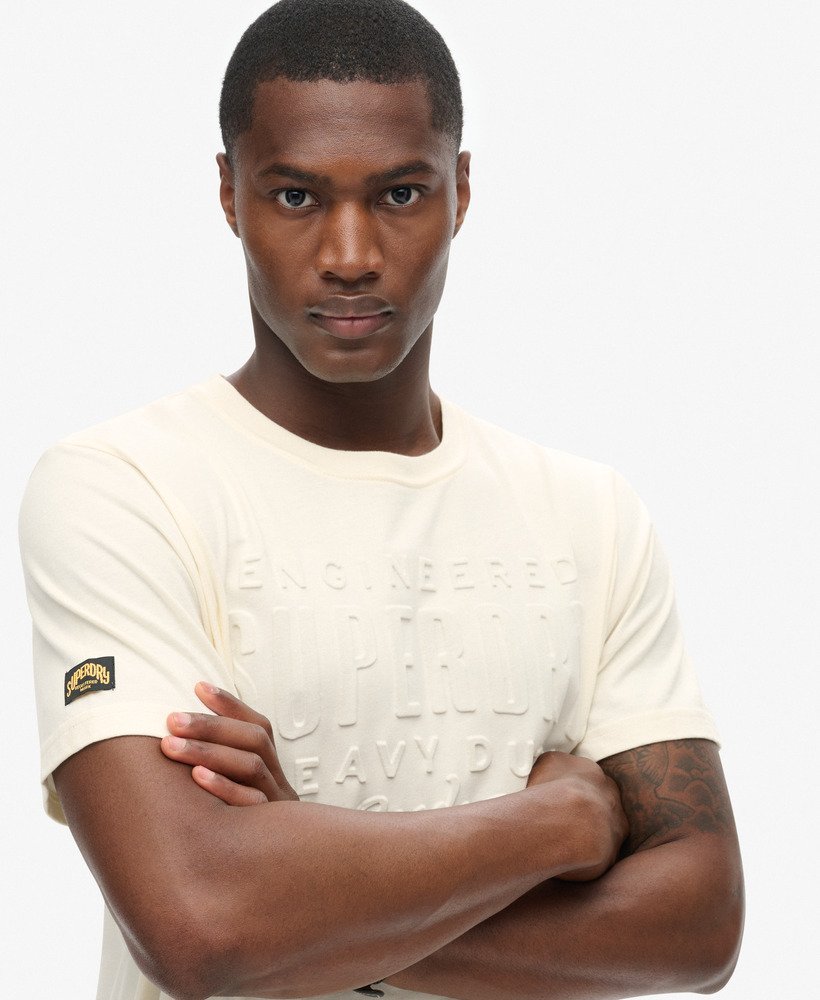 t-shirt met reliëflogo in rijstwit