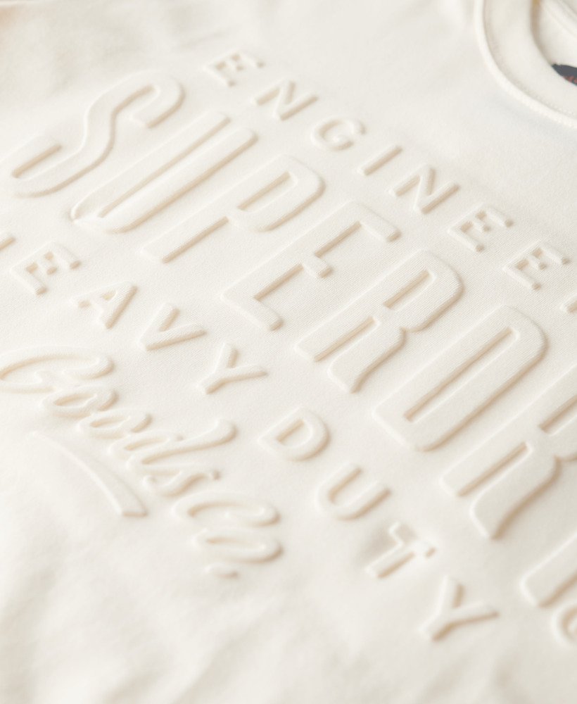 t-shirt met reliëflogo in rijstwit