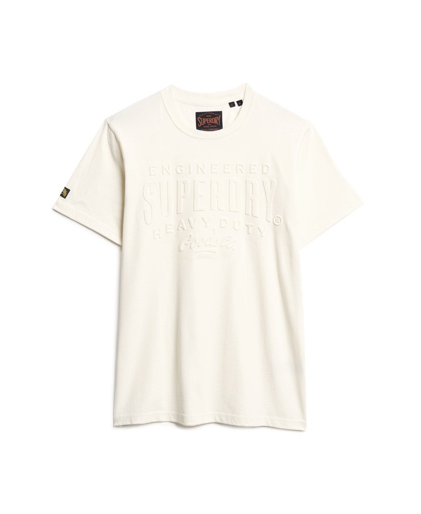 t-shirt met reliëflogo in rijstwit