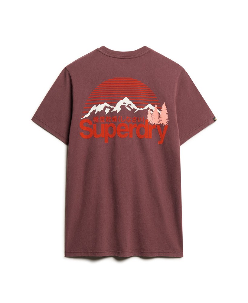 geweldig outdoor t-shirt met borstprint in rumrozijnenbruin.