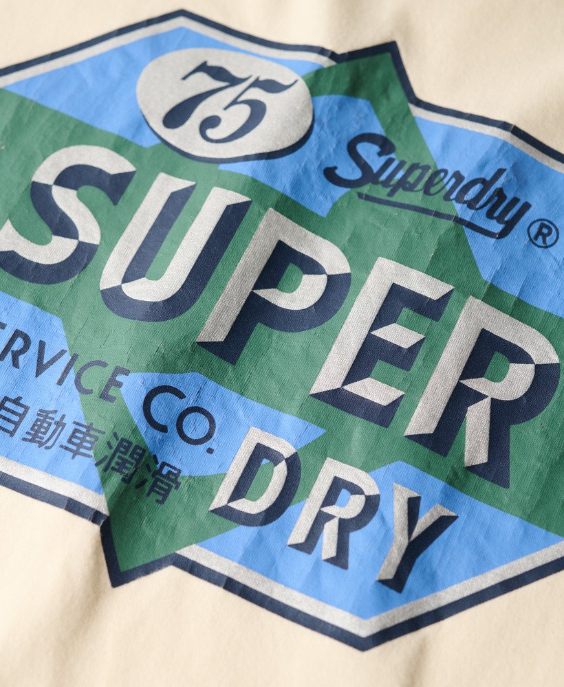 werkshirt met benzineprint in rijstwit