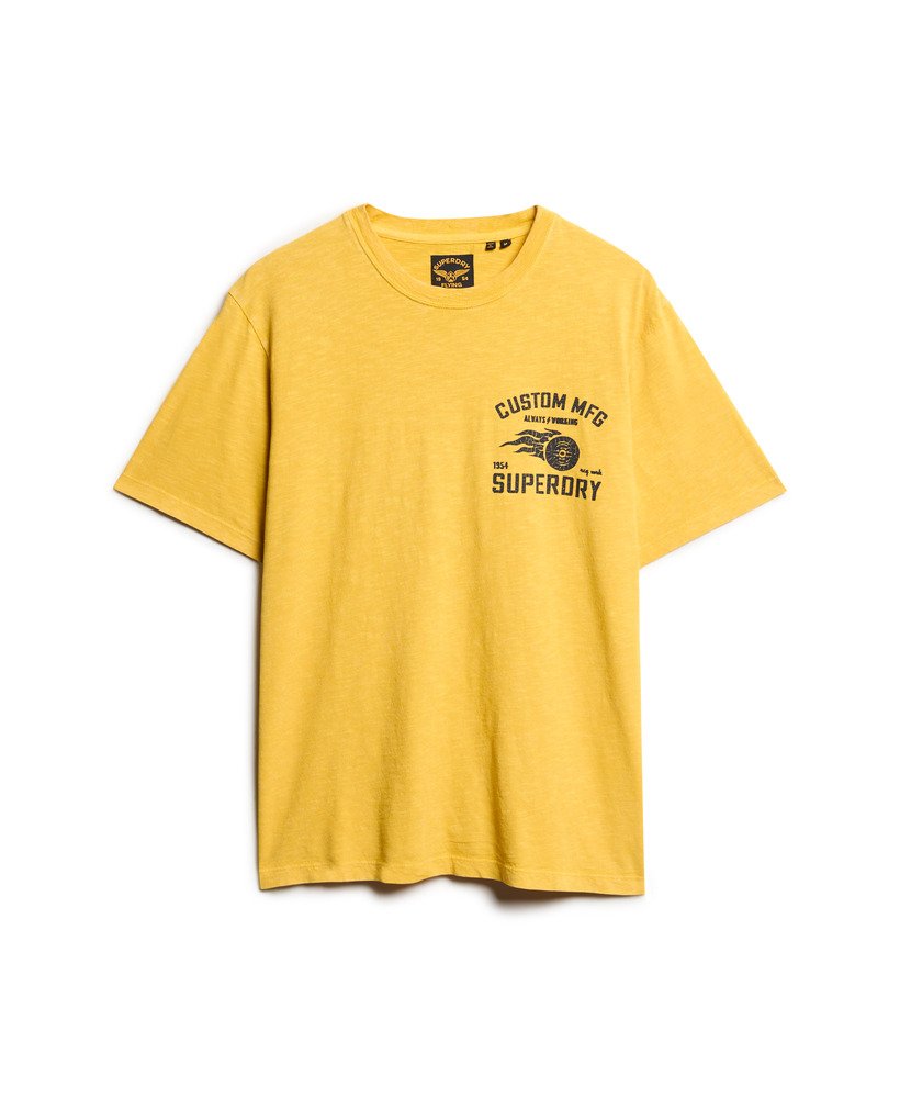 biker t-shirt met losse print in pigmentgeel