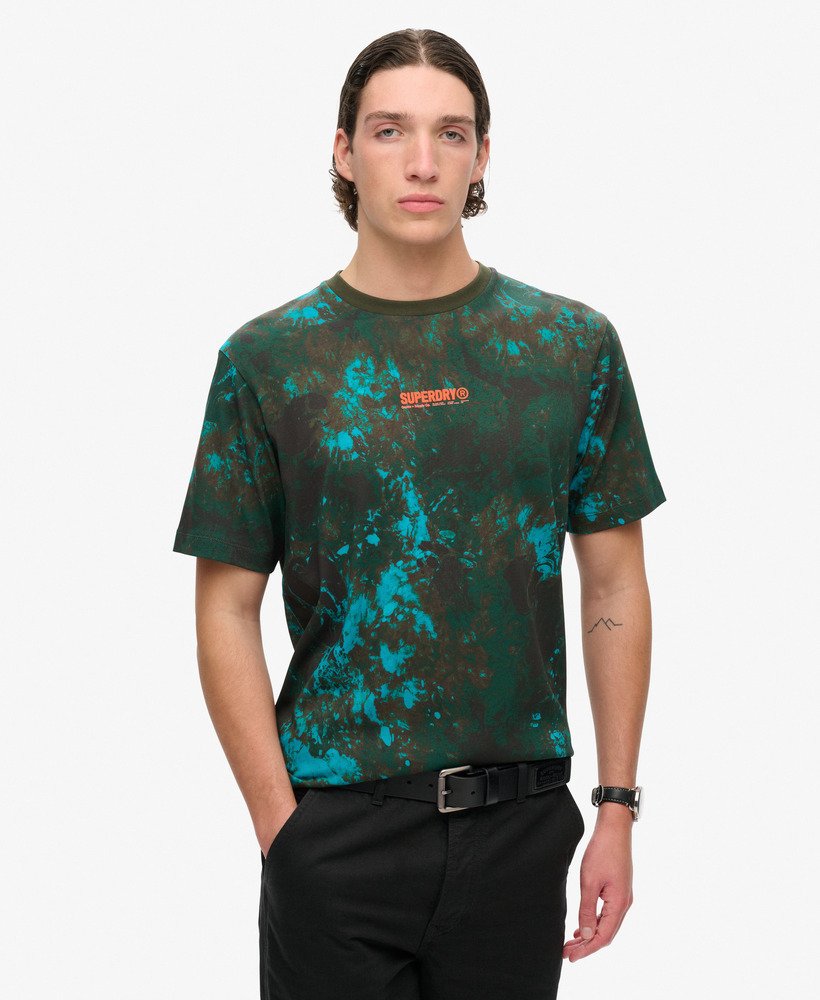 utility camo graphic loose t-shirt in bali marble