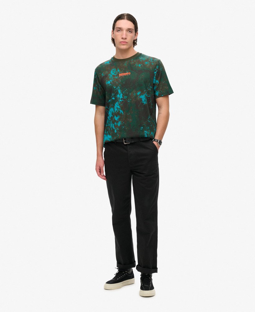 utility camo graphic loose t-shirt in bali marble